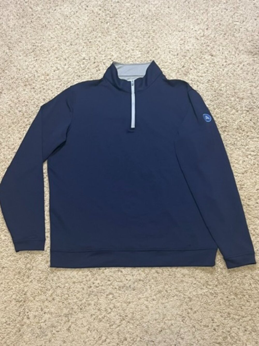 Peter Millar Navy Blue Perth Performance Quarter Zip Long Sleeve Size Large EUC